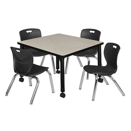 Regency Tables > Height Adjustable > Square Mobile Table & Chair Sets, 30 W, 30 L, 23-34 H, Maple TB3030PLAPCBK45BK